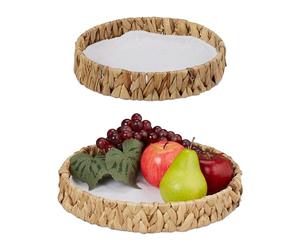 Relaxdays Corbeille à Fruits, Lot de 2, Panier déco pour Fruits, Pain, etc., Jacinthe d’Eau, panières de Table, Nature