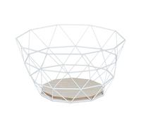 relaxdays Corbeille à Fruits, Panier décoratif, légumes, Fer & Bois, Design Industriel, HxLxP : 14,5x28x28 cm, Blanc
