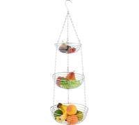 relaxdays Corbeille à fruits suspendue argentée