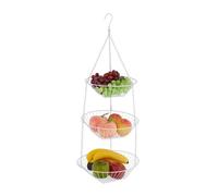 Relaxdays Corbeille à fruits et légumes HxD 73 x 28 cm 3 niveaux panier rond Acier Blanc
