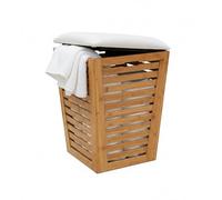 Relaxdays corbeille à linge siège/tabouret avec rangement 55 l 56x40x40 cm bambou/tissu naturel/crème