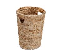 Relaxdays Corbeille à Papier en Jacinthe d'eau, Poubelle Cuisine et Salle de Bain, Petit Panier à Linge, H x P : 32 x 25 cm, Panier à Pot, Naturel