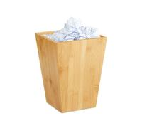 Relaxdays Corbeille à papiers en bambou, carré, 6l, sans couvercle, bureau, salle de bain, poubelle 27x20x20 cm, naturel