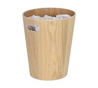 Relaxdays Corbeille à papiers en Bois, avec des poignées, sans Couvercle, 28 x 23 cm, 7,5 L, Bureau et Chambres, Nature