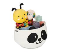 Relaxdays Corbeille de Rangement pour Enfant, Motif Panda, Caisse Tissu, HxD : 24,5 x 35 cm, Panier à Jouets, Blanc/Noir