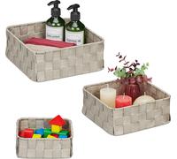 relaxdays Corbeille de rangement grise, lot de 3