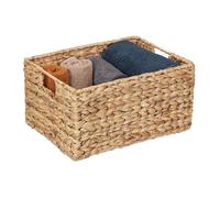Relaxdays Corbeille de rangement, Jacinthe d’eau, HxLxP : 19 x 28 x 37 cm, salle de bain, déco, design tressé, nature