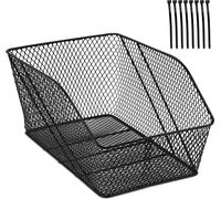 Relaxdays Corbeille de vélo pour l'arrière, métal, corbeille de cartable HBT : 22x30x46 cm, corbeille de porte-bagages vélo & e-bike, noir