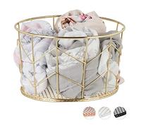 Relaxdays Corbeille Fil de Fer, Lot de 3, Panier métal, Pot Rangement vêtement Accessoires, cosmétiques, HxD: 12,5 x 22 cm, doré