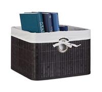 Relaxdays Corbeille, lot de 3, Panier de rangement, Housse amovible, poignée, Boîte étagère armoire, HxLxP 20 x 31 x 31 cm, noir
