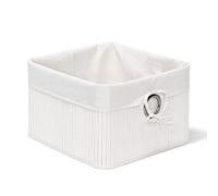 Relaxdays Corbeille, Lot de 4, Panier de Rangement, Housse Amovible, poignée, Boîte étagère Armoire, HxLxP 20 x 31 x 31 cm, Blanc