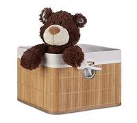 Relaxdays Corbeille Panier de rangement Housse amovible poignée Boîte de stockage étagère armoire H x l x P 20 x 31 x 31 cm- couleur naturelle