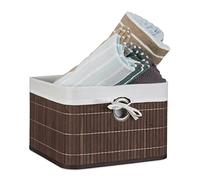 Relaxdays Corbeille Panier de rangement Housse amovible poignée Boîte de stockage étagère armoire H x l x P 20 x 31 x 31 cm- marron