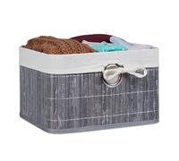 Relaxdays Corbeille Panier de rangement Housse amovible poignée Boîte étagère armoire HxlxP 20 x 31 x 31 cm, gris