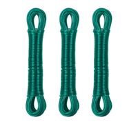 Relaxdays Lot de 3 Cordes à Linge, 20 m, Noyau en Acier, PVC, Extra Solide, à Tendre, Vert
