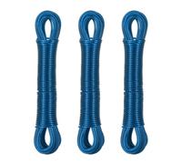 Relaxdays Lot de 3 Cordes à Linge, 20 m, Noyau en Acier, PVC, Extra Solide, à Tendre, Bleu