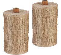 relaxdays Corde de jute 1 mm x 500 m 2er Set