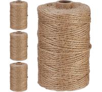 relaxdays Corde de jute 2 mm x 100 m Set de 4 pièces