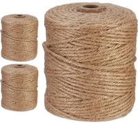 relaxdays Corde de jute 3 mm x 100 m 3er Set