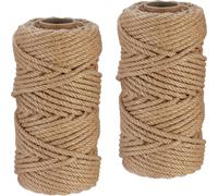 relaxdays Corde de jute 6 mm x 50 m 2er Set