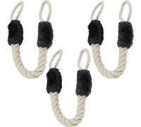 Relaxdays Butoir de Porte, Lot de 3, Anti-pincement, protège-Doigts, Animaux, Enfants, Cordon, Peluche, Beige/Noir