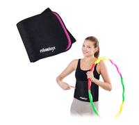 Relaxdays Corset de Sudation Hula Hoop, Gaine Ventre Plat, Ceinture Fitness, Taille M, pour Femme, Noir/Rose