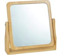 Relaxdays Cosmetics, 360° Swivel, Square, Foot, Make Up, Hlp 27x26.5x7cm, Table Mirror, Bamboo