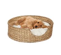 Relaxdays Couchage pour Chien et Chat, Rond, HxD : 15x49 cm, Petite Corbeille pour Votre Animal, zostère, Nature - crème
