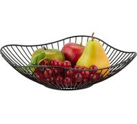 Relaxdays Corbeille à Fruits en métal, Design Plat et Moderne, Aussi pour légumes & Pain, HD : 7,5 x 27 cm, Noire