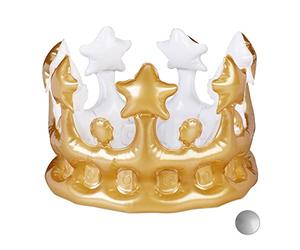 Relaxdays Couronne gonflable, accessoire de costume de carnaval, accessoire pour princesse, roi, anniversaire, différentes couleurs