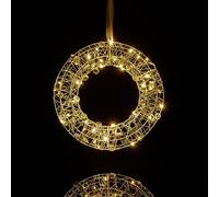 Relaxdays Couronne Lumineuse LED, déco pour fenêtre, à Suspendre, diamètre : 25 cm, intemporelle, à Piles, argenté