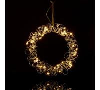 Relaxdays Couronne Lumineuse LED, décoration pour fenêtre, à Suspendre, diamètre : 30 cm, intemporelle, à Piles, argenté