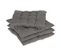 Relaxdays Coussin de Chaise Lot de 4, carrés avec Attaches, Tissu en Polyester, 38 x 38 cm, intérieur et extérieur, Gris