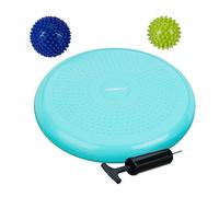 Relaxdays Coussin d'équilibre à Picots, avec 2 balles de Massage, Sport, Ø 32 cm, 140 kg, avec Pompe, Vert