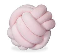 Relaxdays Coussin noué Ø 25 cm, décoratif, Style scandinave pour canapé ou lit, Rose