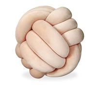 Relaxdays Coussin noué, Coussin canapé noué, décoratif, scandinave, Oreiller d’Ornement nœud, Ø 25 cm, Nude