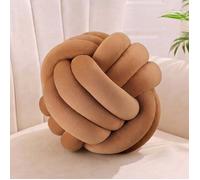 Relaxdays coussin noué décoratif, design scandinave pour canapé & lit, polyester, Ø 25 cm, marron