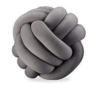 Relaxdays Coussin noué pour canapé, décoratif, Style scandinave, Ø 25 cm, Gris foncé