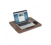 Relaxdays Coussin pour Ordinateur avec Support pour téléphone, 42 x 32 cm, Plateau au lit et sur Le canapé, Marron/Gris