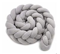 Relaxdays: coussin tressé tour de lit, protection douce, 220 cm, coussin déco en polyester, gris