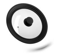 Relaxdays Couvercle pour casseroles, en Verre avec Rebord dégradé en Silicone, D : env. 27,5 cm,casseroles, poêles, Noir