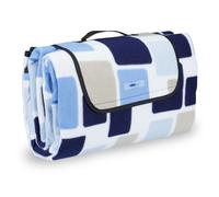 Relaxdays Couverture Pique-Nique Picnic Plaid imperméable 200x200 cm poignée Isolation Tapis, Bleu-Beige, Coloré