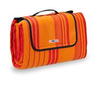 Relaxdays Couverture de Pique-Nique Picnic Plaid imperméable 200x200 cm poignée Isolation, Orange-Rouge, Coloré