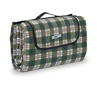 Relaxdays Couverture Pique-Nique Picnic Plaid imperméable Fleurs 200x200cm cm poignée Isolation Tapis, Vert Gris, Coloré