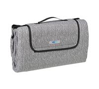 relaxdays Couverture Pique-Nique XXL, 200x200 cm, Tapis de Plage Polaire, Isolation Thermique, imperméable, Anse, Gris
