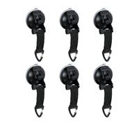 Relaxdays Crochet à Ventouse, Lot de 6, pour Camping, Voiture, Camping-Car, Puissant, Accessoire de Camping, Noir