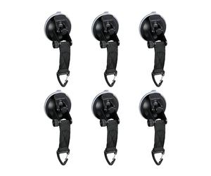 Relaxdays Crochet à Ventouse, Lot de 6, pour Camping, Voiture, Camping-Car, Puissant, Accessoire de Camping, Noir