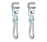 Relaxdays Crochet de balançoire, Lot de 2, avec Mousqueton, Fixation Chaise Suspendue, 25 mm, Fer Inoxydable, argenté