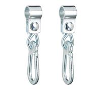 Relaxdays Crochet de balançoire, Lot de 2, avec Mousqueton, Fixation Chaise Suspendue, 25 mm, Fer Inoxydable, argenté
