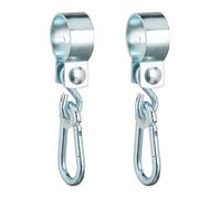 Relaxdays Crochet de balançoire, lot de 2, avec mousqueton, fixation chaise suspendue, 50 mm, fer inoxydable, argenté
